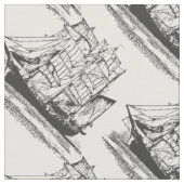 Vintages Segelschiff Windjammer Stoff (Nahaufnahme)