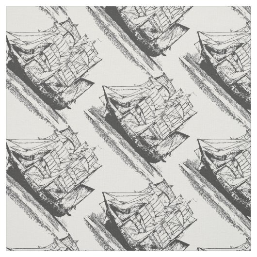 Vintages Segelschiff Windjammer Stoff (Muster)