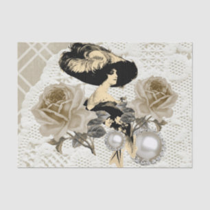 Vintages Seidenpapier Damen-Ivory Lace Elegant