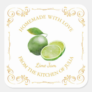 Vintages, selbst gemachte Limones Maram Square Lab Quadratischer Aufkleber