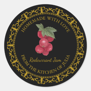 Vintages, selbstgefertigtes Redcurrant-Jam-Label Runder Aufkleber