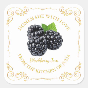 Vintages selbstgemachte BlackBerry-Jam-Platz-Label Quadratischer Aufkleber
