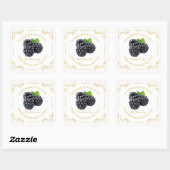 Vintages selbstgemachte BlackBerry-Jam-Platz-Label Quadratischer Aufkleber (Blatt)