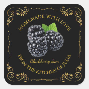 Vintages selbstgemachte BlackBerry-Jam-Platz-Label Quadratischer Aufkleber