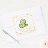 Vintages, selbstgemachte Kiwi Jam Square Label Quadratischer Aufkleber (Umschlag)