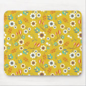 Vintages Senf-Gelb-BlumenBlumen-Muster Mousepad (Vorne)