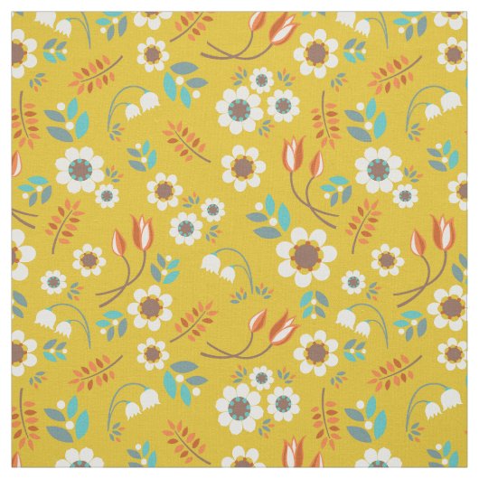 Vintages Senf-Gelb-BlumenBlumen-Muster Stoff (Muster)