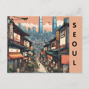 Vintages Seoul Süd korea Stadtrundfahrt Himmel Postkarte