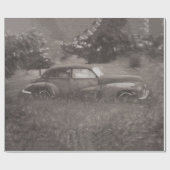 Vintages Sepia Car Antiquitätenmuseum Geschenkpapier (Flach)