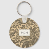 Vintages Sepia Floral Botanes Monogramm Schlüsselanhänger (Vorderseite)