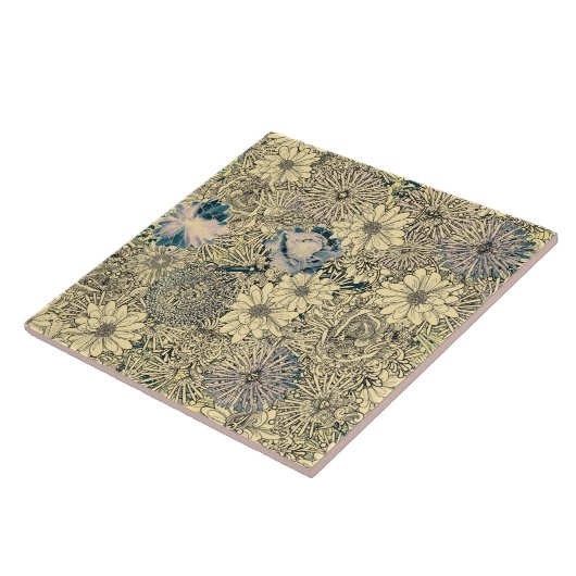 Vintages Sepia floral Fliese (Seite)