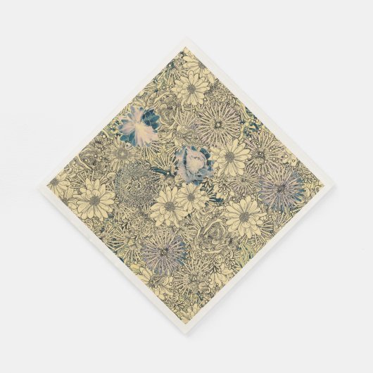 Vintages Sepia floral Serviette (Ecke)