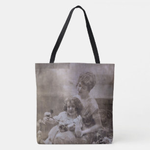 Vintages Sepia Mother & Child Portrait Tasche