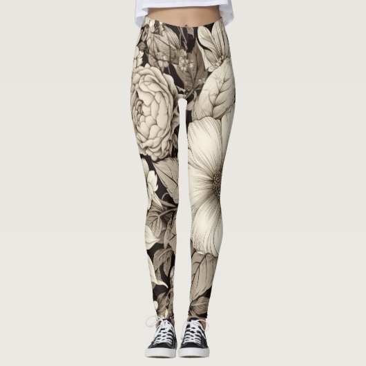 Vintages Sepia-Muster (12) Leggings (Vorderseite)