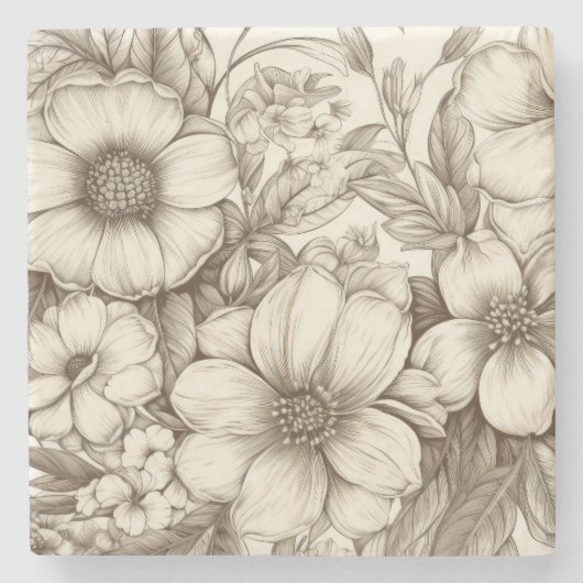 Vintages Sepia-Muster (13) Steinuntersetzer (Vorderseite)