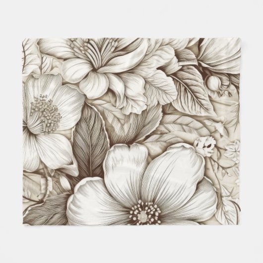 Vintages Sepia-Muster (15) Fleecedecke (Vorderseite (Horizontal))