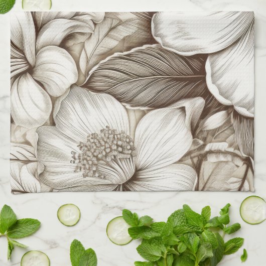 Vintages Sepia-Muster (15) Geschirrtuch (Gefaltet)