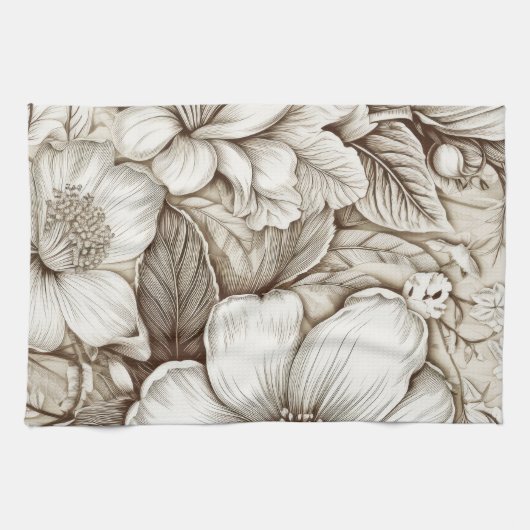 Vintages Sepia-Muster (15) Geschirrtuch (Horizontal)