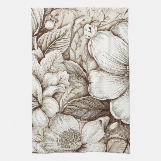 Vintages Sepia-Muster (15) Geschirrtuch (Vertikal)