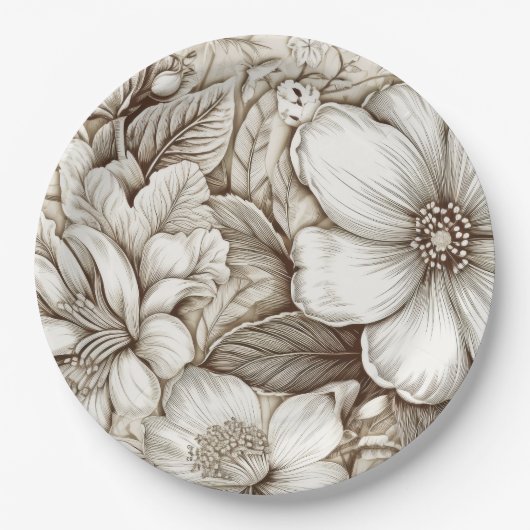 Vintages Sepia-Muster (15) Pappteller (Vorderseite)