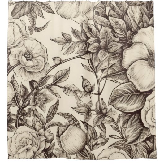 Vintages Sepia-Muster (2) Duschvorhang (Vorderseite)