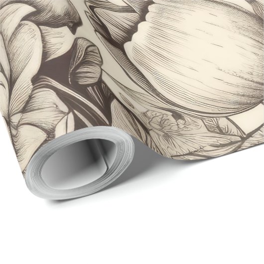 Vintages Sepia-Muster (2) Geschenkpapier (Rolleneckpunkt)