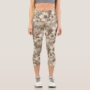 Vintages Sepia-Muster (3) Capri Leggings