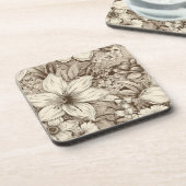 Vintages Sepia-Muster (3) Getränkeuntersetzer (Linke Seite)