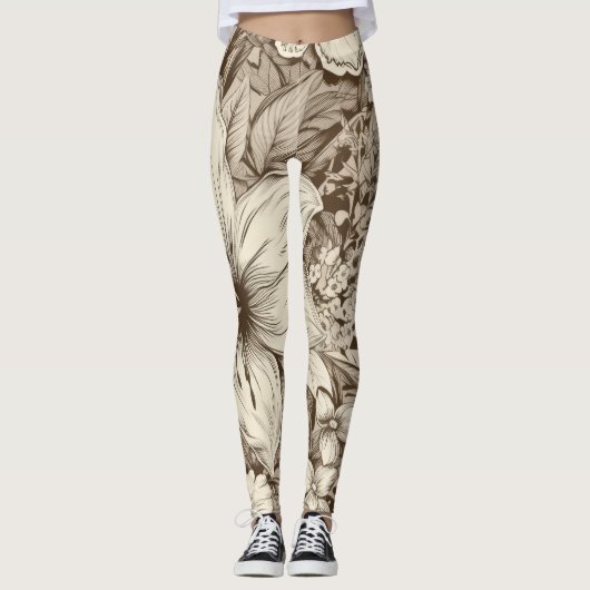 Vintages Sepia-Muster (3) Leggings (Vorderseite)