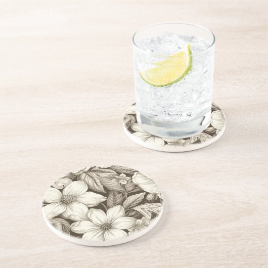 Vintages Sepia-Muster (6) Getränkeuntersetzer (Seite)