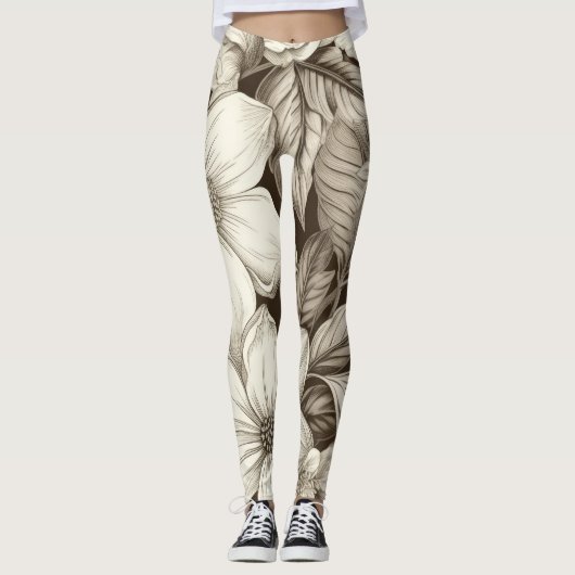 Vintages Sepia-Muster (6) Leggings (Vorderseite)
