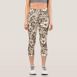 Vintages Sepia-Muster (7) Capri Leggings