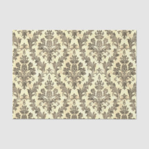 Vintages Sepia-Zierdamastmuster Seidenpapier