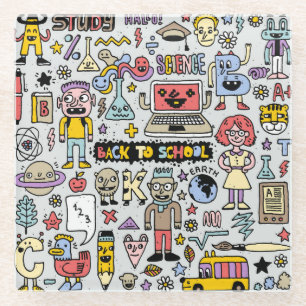 Vintages Set an der Doodle School Glasuntersetzer