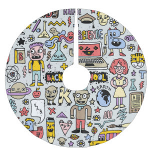 Vintages Set an der Doodle School Polyester Weihnachtsbaumdecke