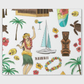 Vintages Set-Muster hawaiianischer Symbole und Sy Geschenkpapier (Flach)