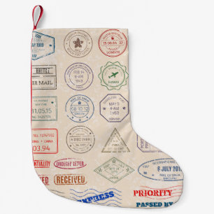Vintages Set Vintage Briefmarke aus Ländern Kleiner Weihnachtsstrumpf