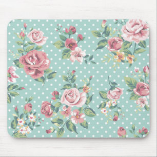 Vintages Shabby Chic aquamarines rosa mit Mousepad