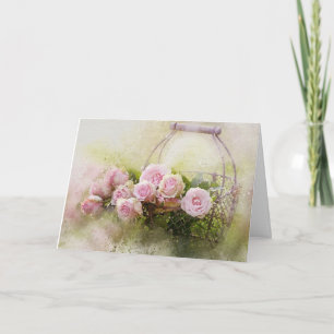 Vintages Shabby Chic Aquarellfarben Rosen Karte