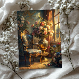 Vintages Shabby Chic Barockgoldsessel Rose Seidenpapier