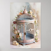 Vintages Shabby Chic Birdccage Wall Art Poster (Vorne)
