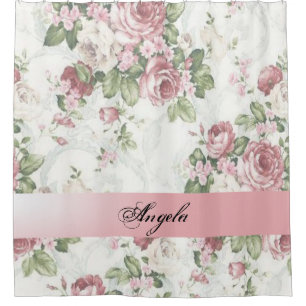 Vintages Shabby Chic Blume Personalisiert Duschvorhang