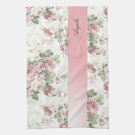 Vintages Shabby Chic Blume Personalisiert Handtuch (Vertikal)