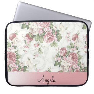 Vintages Shabby Chic Blume Personalisiert Laptopschutzhülle