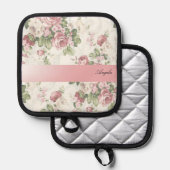 Vintages Shabby Chic Blume Personalisiert Topflappen (Vorderseite/Rückseite)