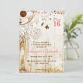 Vintages Shabby Chic Blumenkohl 16 Einladung (Stehend Vorderseite)