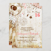 Vintages Shabby Chic Blumenkohl 16 Einladung (Vorne/Hinten)