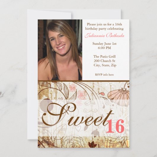 Vintages Shabby Chic Blumenkohl 16 Einladung (Vorderseite)