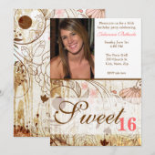 Vintages Shabby Chic Blumenkohl 16 Einladung (Vorne/Hinten)