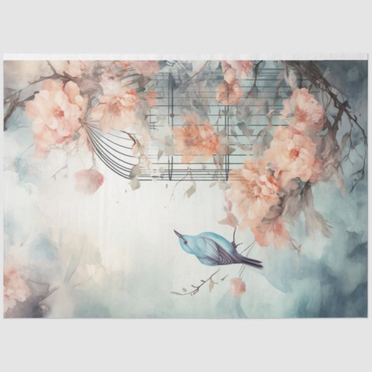 Vintages Shabby Chic Blütenpastel Seidenpapier (Vorderseite)